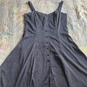 Eva Mendes for NY&Co Navy Blue with White Hearts Midi Dress